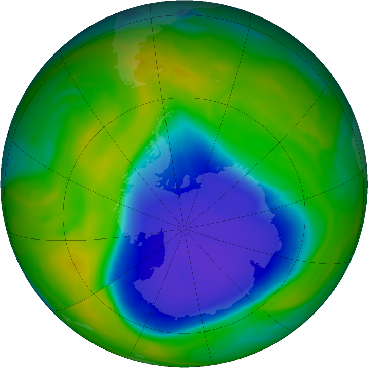 Antarctic ozone map for 15 November 2023